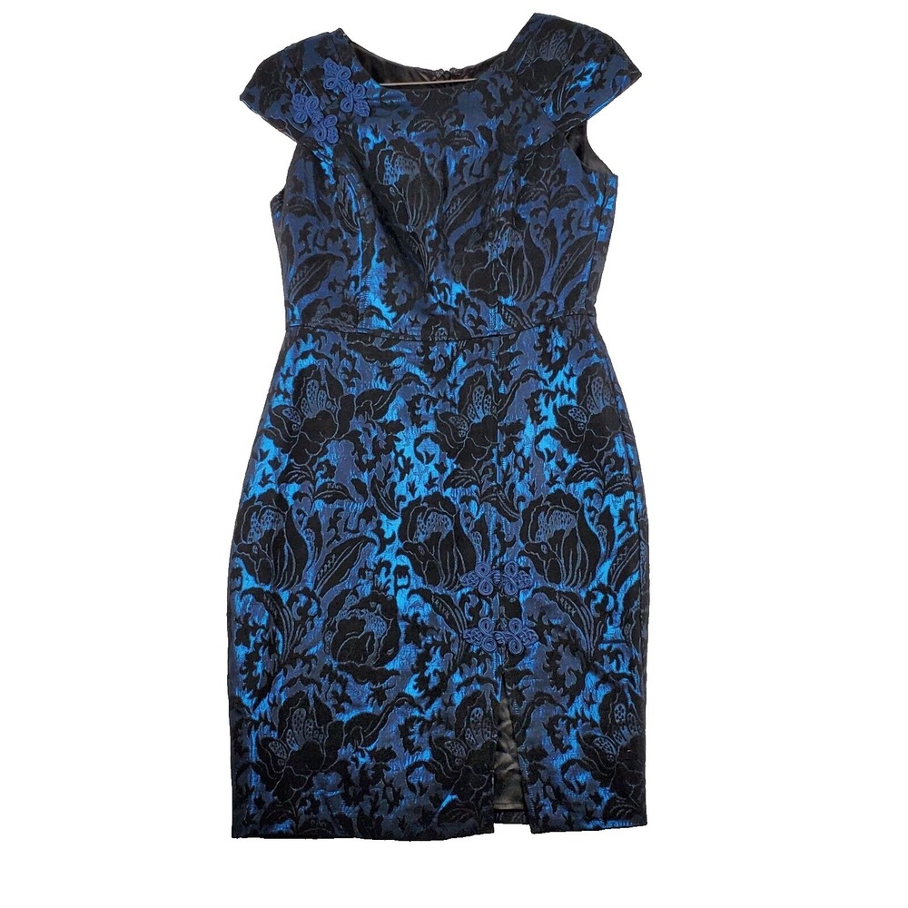 Anthropologie Eva Franco Sheath Dress Women's‎ 2 Blue Floral Print Stunning